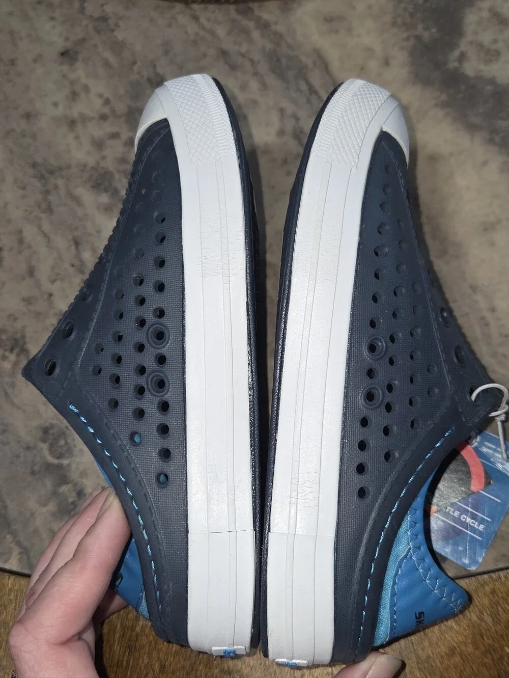 Skechers Kids Navy and White Foamies Slip-On Shoes Size Kids 12